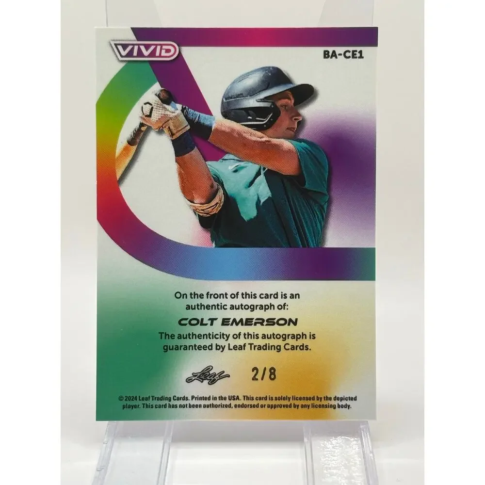 2024 Leaf Vivid Baseball Colt Emerson Red Lava Refractor Auto 2/8 SP Mariners